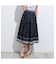 裾配色ボーダー ドットプリントフレアスカート