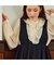 パウダーシフォンAudie a Musesロゴ刺繍ブラウス