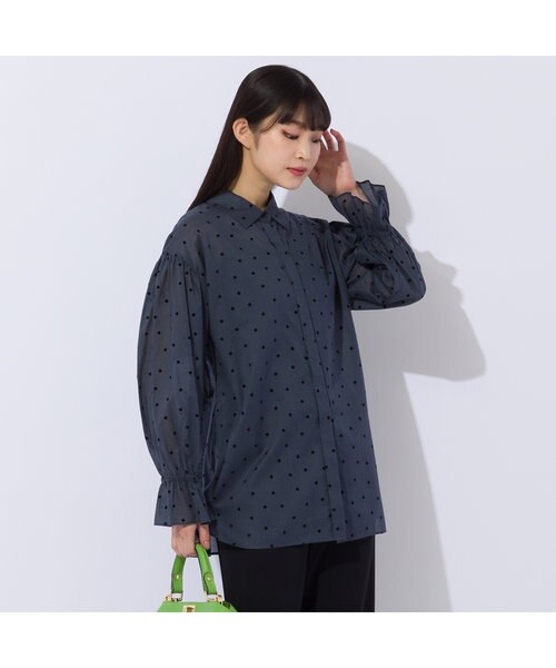 綿ローンフロッキードット ブラウス｜ジュニアーオンラインショップの