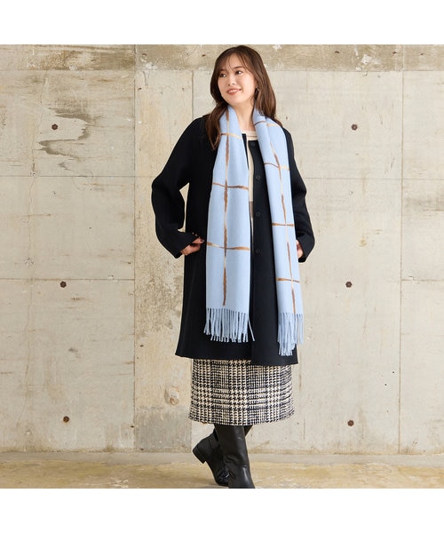 ロゴプレート付きフリンジビッグマフラー｜ジュニアーオンライン