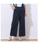 【洗える】ピケストレッチ セミワイドパンツ