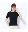 【S・Mサイズ】ラメリブジャージー　半袖Tシャツ(ブラック)