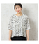【洗える・日本製】モノトーンフラワーチュールTシャツ