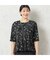 【洗える・日本製】モノトーンフラワーチュールTシャツ