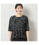 【洗える・日本製】モノトーンフラワーチュールTシャツ
