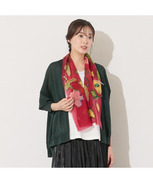 【新品】NILA フラワープリント コットンストール szblockprints フラワープリントストール｜ジュニアーオンラインショップの通販