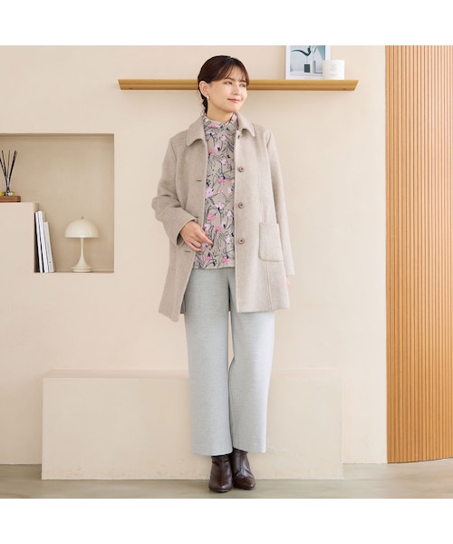 ネプラ シャギーコート モヘアシャギー ノーカラーコート（ノーカラー