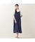 【洗える・体型カバー・M～3Lサイズ】レーストリムキャミワンピース（ネイビー）
