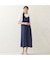 【洗える・体型カバー・M～3Lサイズ】レーストリムキャミワンピース（ネイビー）