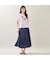 【洗える・M～3Lサイズ】ティアードスカート（ネイビー）