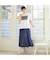 【洗える・M～3Lサイズ】ティアードスカート（ネイビー）