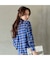 【洗える】コットン先染めチェックブラウス
