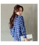 【洗える】コットン先染めチェックブラウス