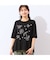 【洗える・綿100%】花刺繍AラインTシャツ