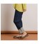 【手洗いOK・INDIMARK】裾切り替えストレートデニムパンツ