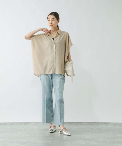 ＊＊ 在庫調整中 ＊＊ GLOBAL WORK ブラウス シャツ イージーケアコクーンシャツ
