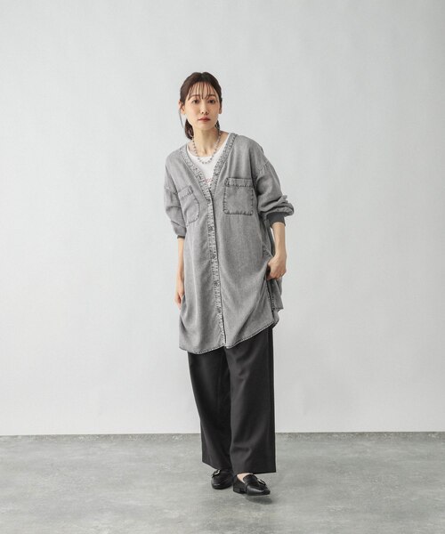 エアリーリラックスデニム羽織りチュニックワンピース/575256