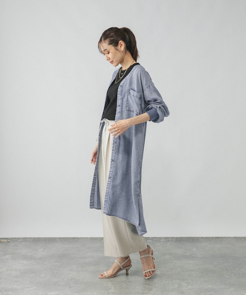 エアリーリラックスデニム羽織りチュニックワンピース/575256