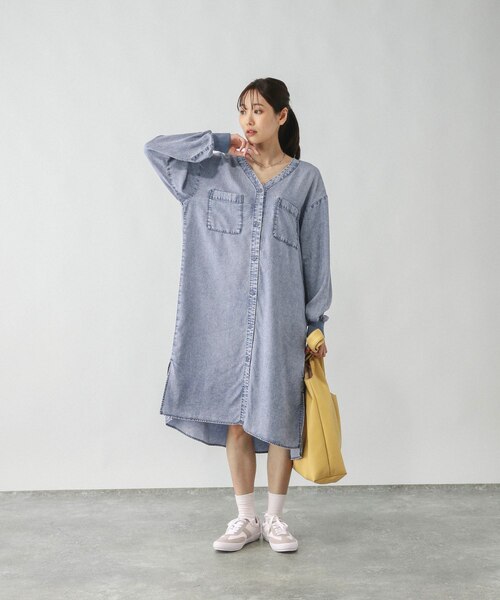 エアリーリラックスデニム羽織りチュニックワンピース/575256