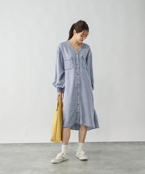 エアリーリラックスデニム羽織りチュニックワンピース/575256