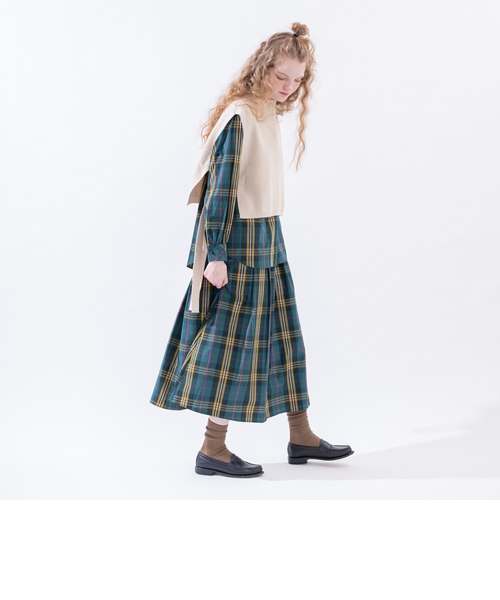 タータンチェック柄タックスカート/Afternoon Tea Original Tartans