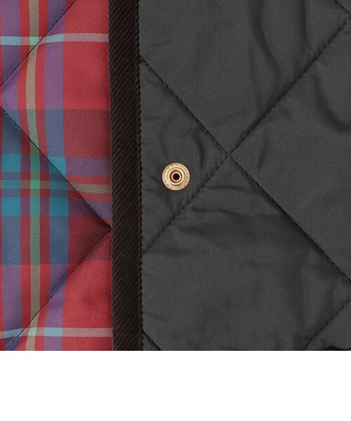 タータンチェック柄フード付きキルトロングコート/Afternoon Tea