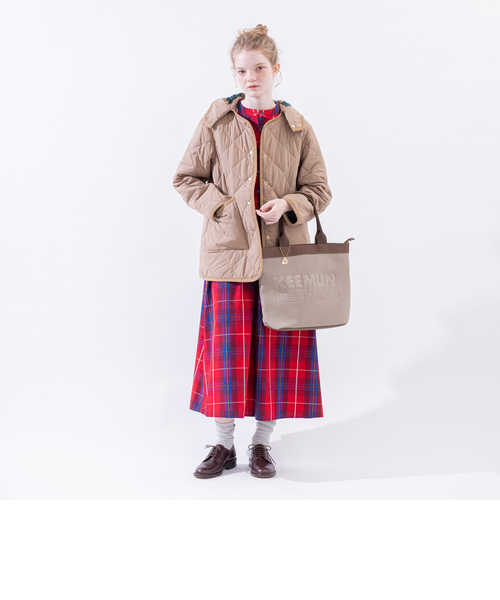 タータンチェック柄フード付きキルトジャケット/Afternoon Tea
