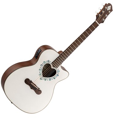 CAF-90HCW WHT AB エレアコ ハート形ホール カッタウェイ トップ単板 