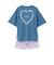 【ルームウェア/パジャマ】バックハート半袖Tシャツ＆ショートパンツセット