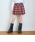 【起毛】ベルト付チェックプリーツスカート