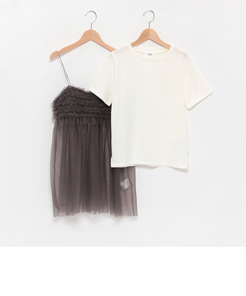 lillilly シャンタンフリルキャミトップス　tシャツセット フリルキャミセットトップス リルリリー lillilly - メルカリ