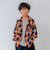 【リンク】オンブレチェックエンブレム刺繍シャツ