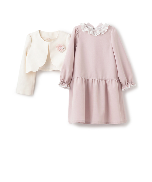 長袖OP＋スカラップジャケットセット｜プティマインの通販｜&mall