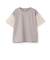袖異素材ワイドシルエット半袖Tシャツ