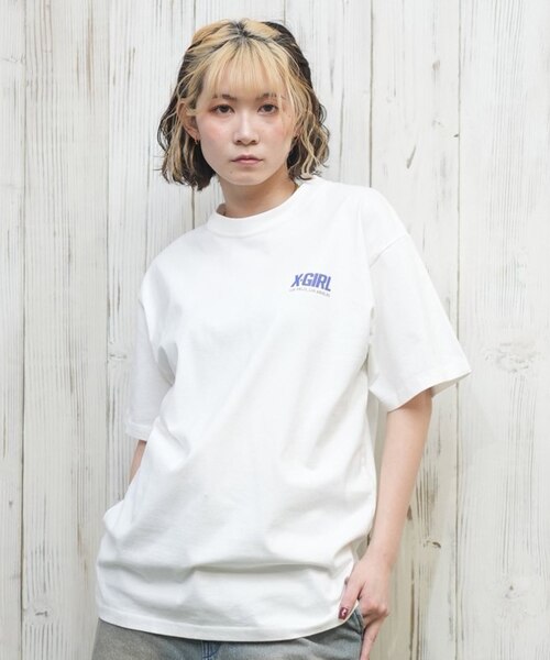 X-girl(エックスガール)半袖Tシャツ 3連ロゴ バックプリント