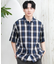 【ムラサキスポーツ限定】DEAR LAUREL(ディアローレル)半袖シャツ オンブレチェック柄 D25S2403/メンズ ムラサキスポーツ