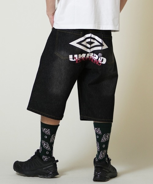 umbro younger song デニムハーフパンツ　黒 UMBRO アンブロ × Younger Song ヤンガーソング コラボ ハーフ