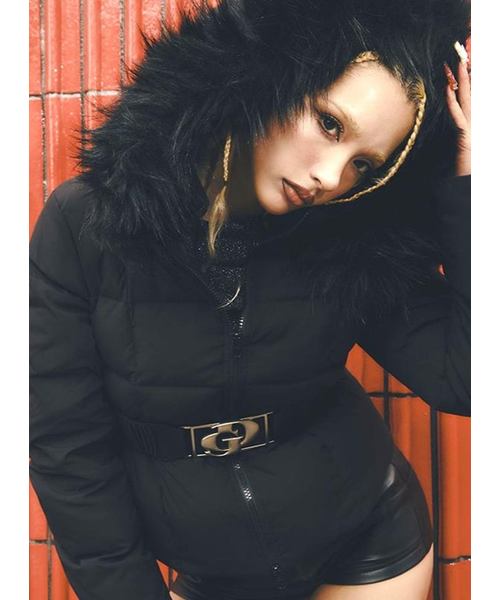 りGYDA ダウンジャケット フード付き GDベルト付きショートダウンコート（ダウンジャケット/コート）｜GYDA