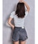 GYDA/072622402401 ジーンズ デニム デニムパンツ ハイウエストBACK RIPPEDデニムショートパンツ ジェイダ レディース ムラサキスポーツ