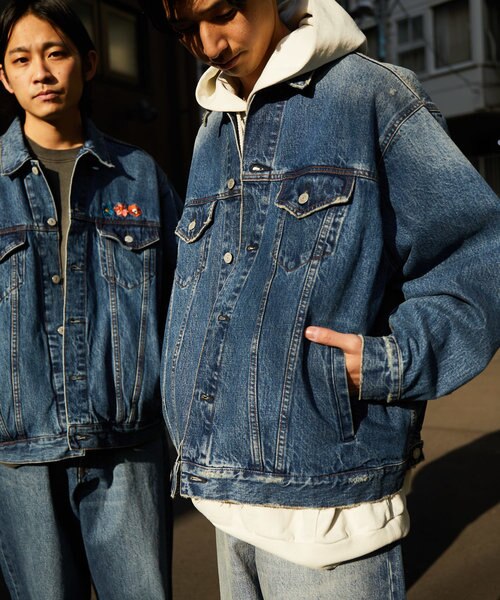 MADNESS ダメージ加工 デニムジャケット　L 新品同様 DAMAGE DENIM JACKET /デニムジャケット ダメージ加工 刺繍