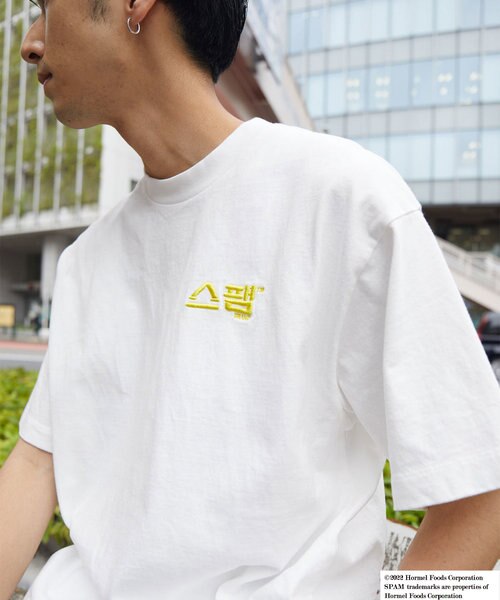 SPUM ハングル刺繍 ロゴTEE/スパム ハングルシシュウ ロゴ 半袖T