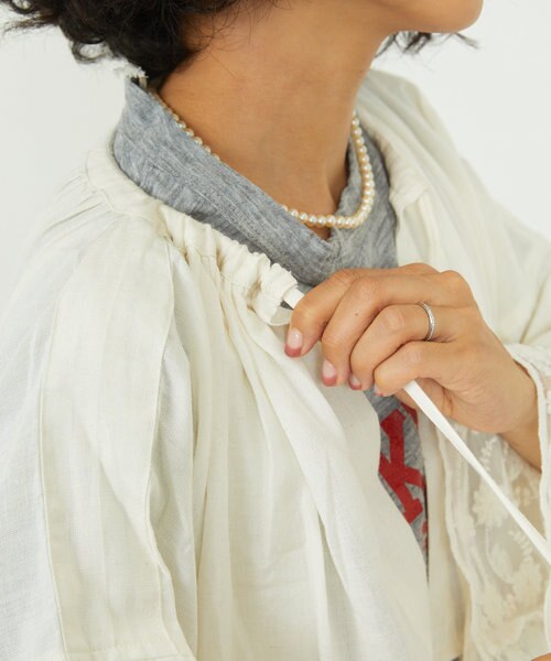 Freada インドレース刺繍スモックワンピース 　ロング丈　アイボリー Freada（フリーダ）の「Freada/フリーダ インドレース刺繍