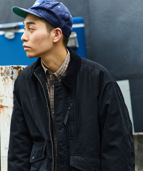 襟コーデュロイ切り替え コットン ナイロンブルゾン/フィッシング