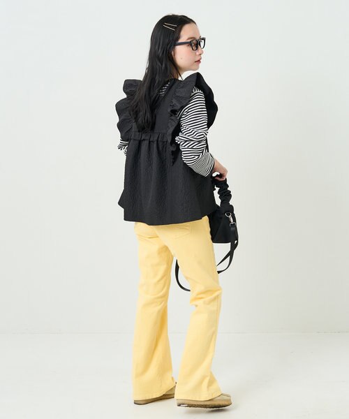 ジャガードフリルノースリーブブラウス　34 ジャガードフリルノースリーブブラウス 34