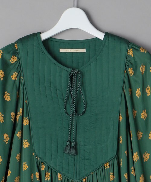 MODAL SATIN FLOWER PRINT PANEL DRESS/モダールサテンフラワー