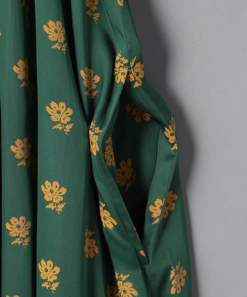 MODAL SATIN FLOWER PRINT PANEL DRESS/モダールサテンフラワー