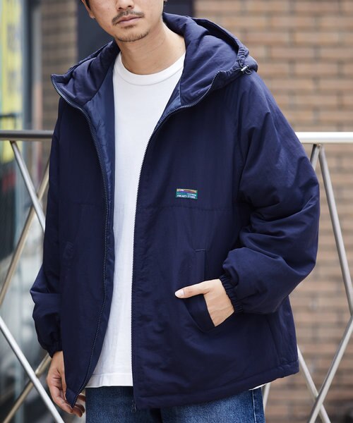 WEB限定 ビッグシルエット パディング フーディー ナイロンジャケット