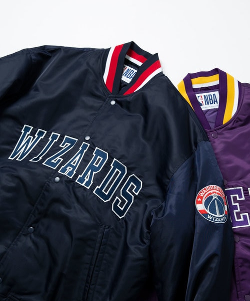 NBAチームロゴ刺繍スタジャン ネイビー NBAチームロゴ刺繍スタジャン ネイビー