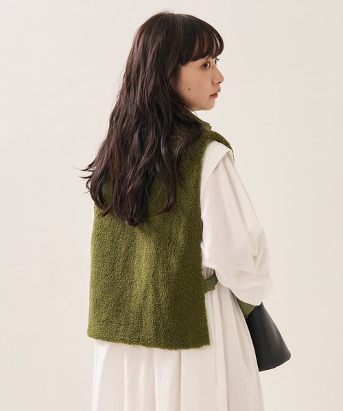 リバーシブルハーフZIPボアキルトベスト / リバーシブルハーフジップ