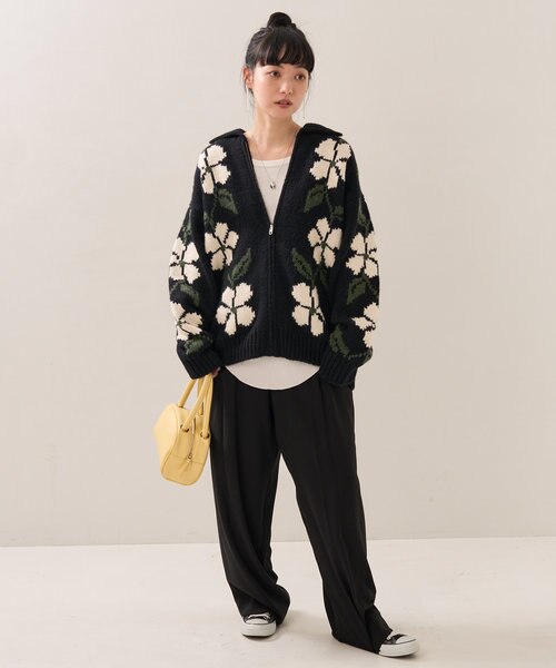 ルネ ♡ 高島屋限定 ピークスフリルスリーブ ジップアップカーディガン ルネ ♡ 高島屋限定 ピークスフリルスリーブ ジップアップ